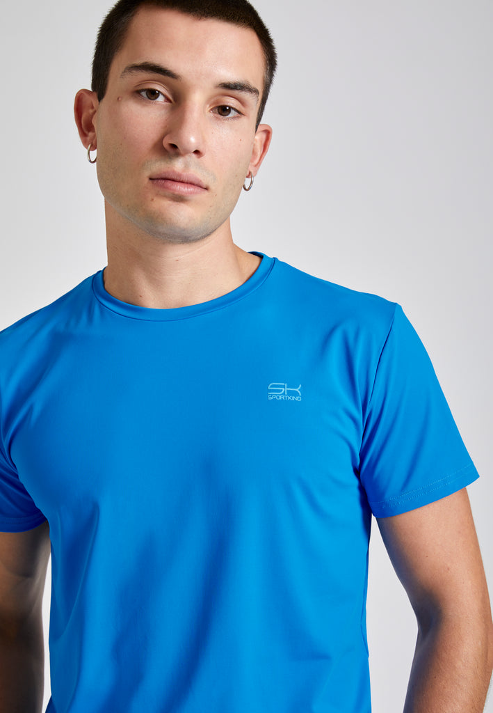 Jungen & Herren Tennis T-Shirt Rundhals, cyan blau von SPORTKIND