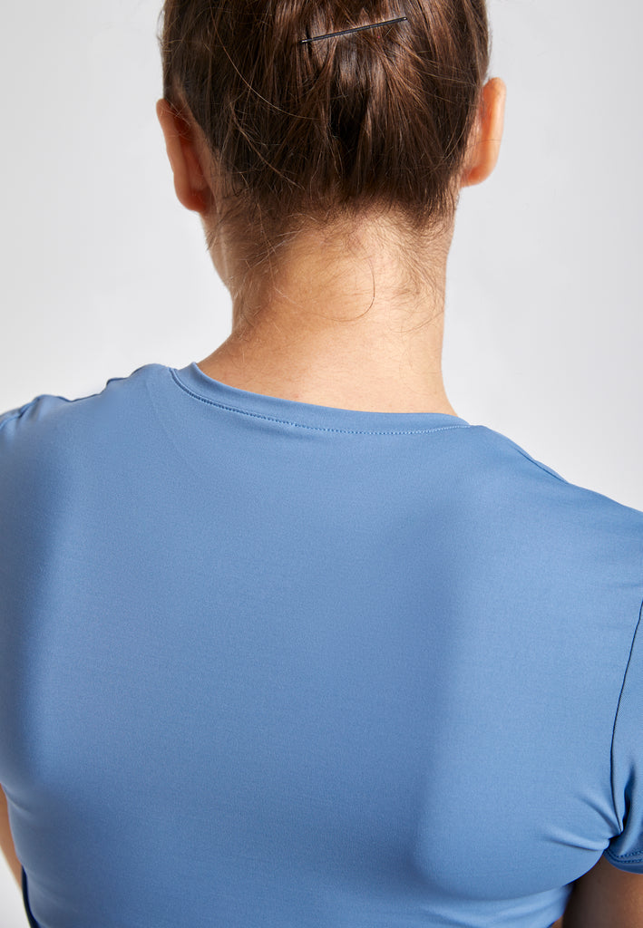 Mädchen & Damen Tennis T-Shirt V-Ausschnitt Damen & Maedchen, grau blau von SPORTKIND