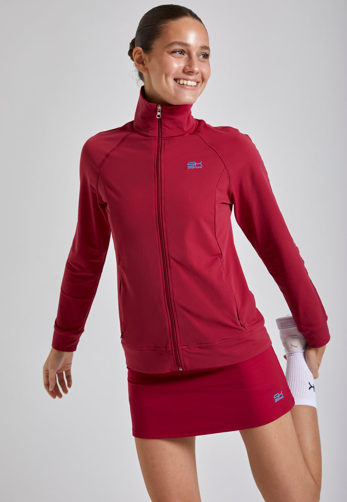 Mädchen & Damen Tennis Trainingsjacke, bordeaux rot von SPORTKIND