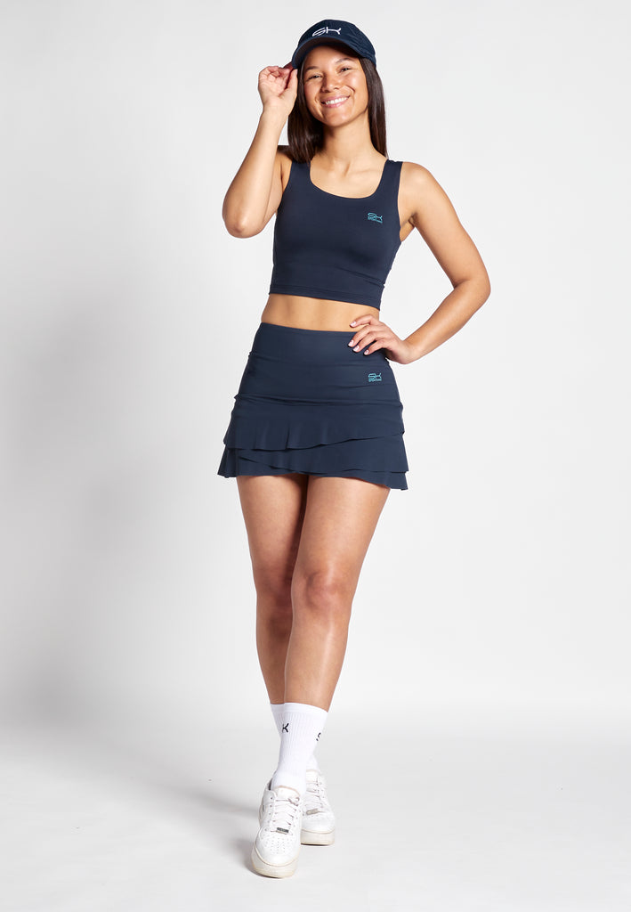 Mädchen & Damen Tulip Light Tennisrock / Skort mit Ballhalter, navy blau von SPORTKIND
