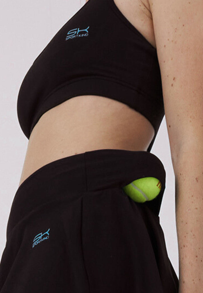 Mädchen & Damen Tulip Light Tennisrock / Skort mit Ballhalter, schwarz von SPORTKIND