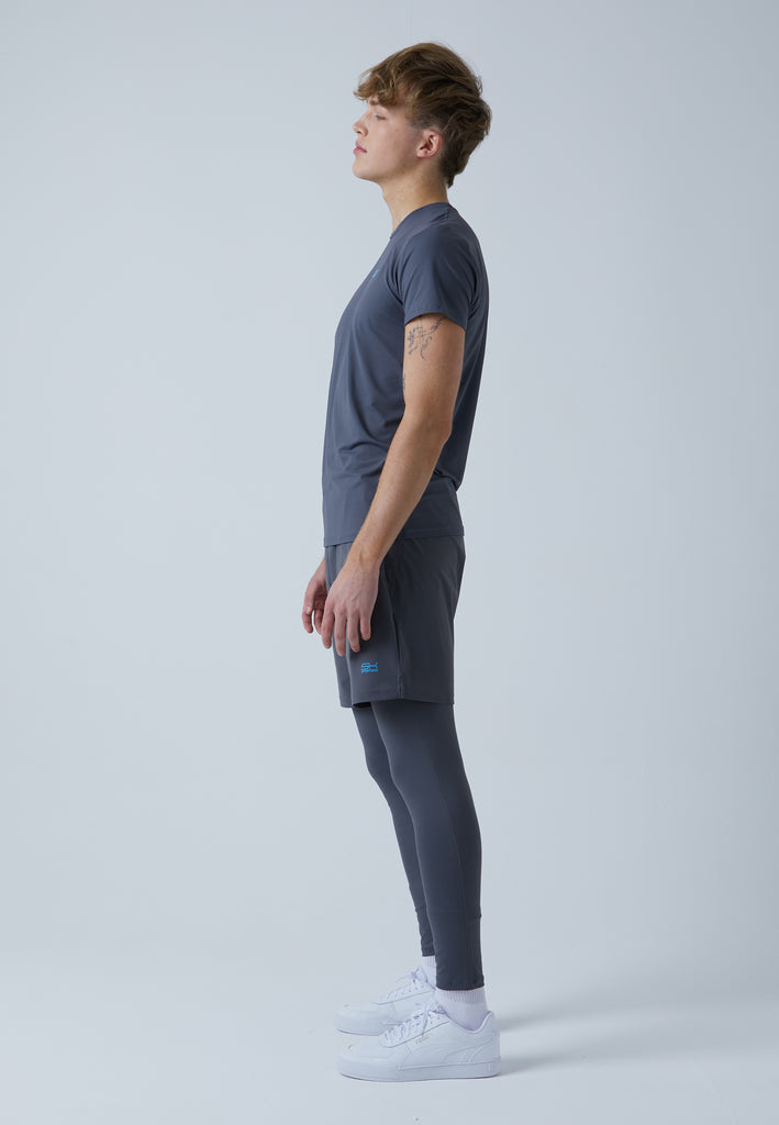 Jungen & Herren und Gender 2-in-1 Shorts mit Leggings, grau von SPORTKIND