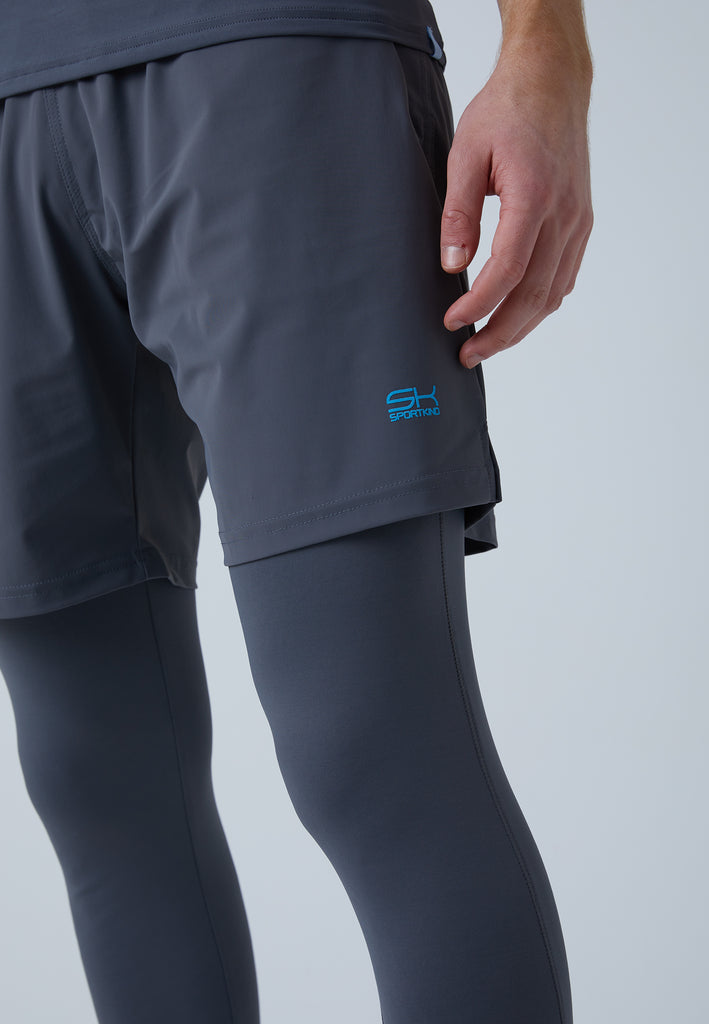 Jungen & Herren und Gender 2-in-1 Shorts mit Leggings, grau von SPORTKIND