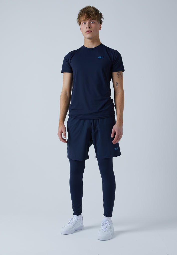 Jungen & Herren und Gender 2-in-1 Shorts mit Leggings, navy blau von SPORTKIND