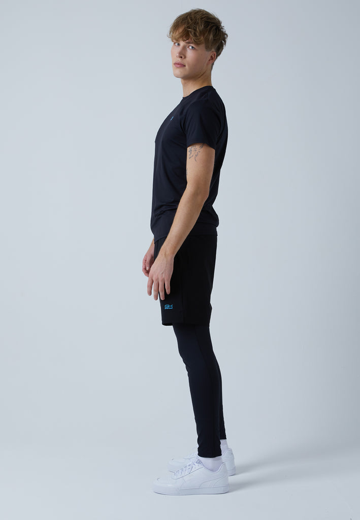 Jungen & Herren und Gender 2-in-1 Shorts mit Leggings, schwarz von SPORTKIND