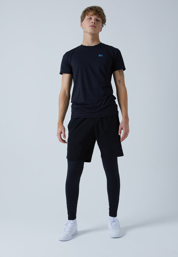 Jungen & Herren und Gender 2-in-1 Shorts mit Leggings, schwarz von SPORTKIND