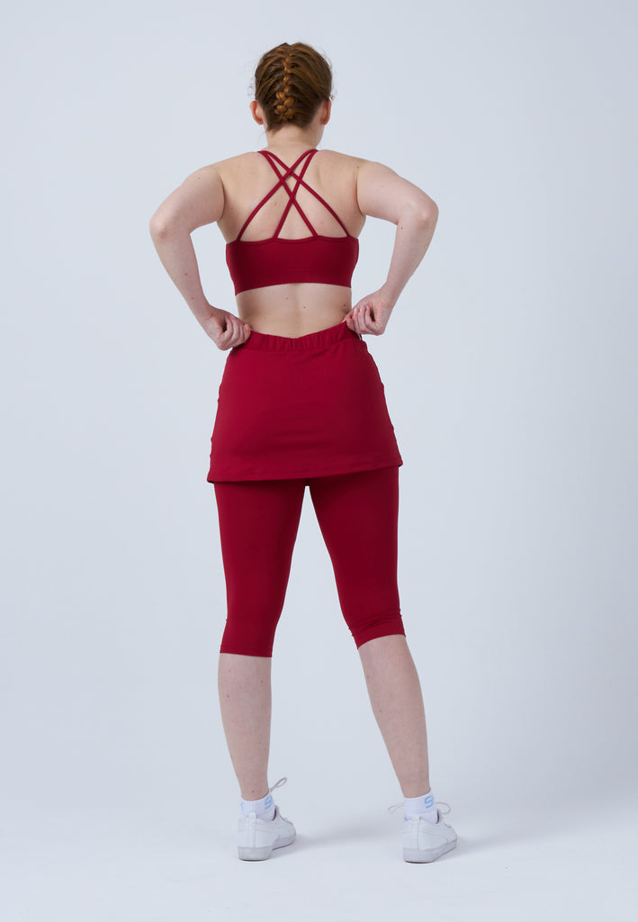 Mädchen & Damen und Gender 2-in-1 Tennisrock mit Leggings / Skapri, bordeaux rot von SPORTKIND