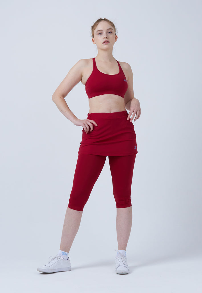 Mädchen & Damen und Gender 2-in-1 Tennisrock mit Leggings / Skapri, bordeaux rot von SPORTKIND