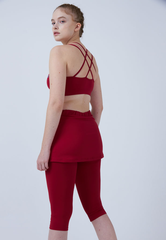 Mädchen & Damen und Gender 2-in-1 Tennisrock mit Leggings / Skapri, bordeaux rot von SPORTKIND