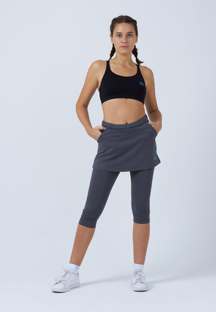 Mädchen & Damen und Gender 2-in-1 Tennisrock mit Leggings / Skapri, grau von SPORTKIND