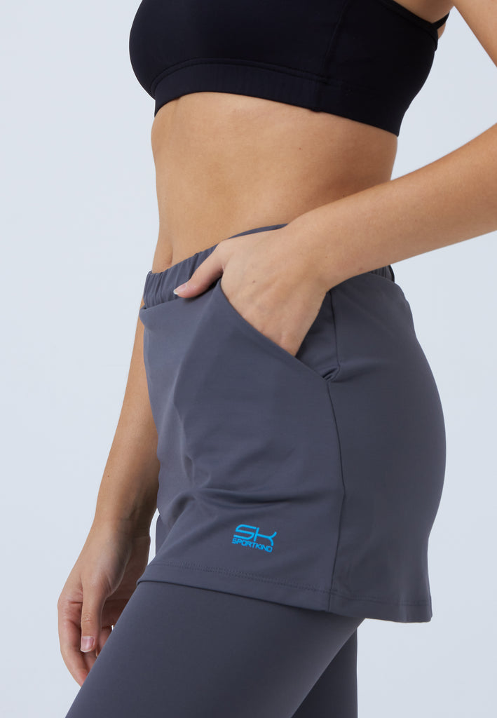 Mädchen & Damen und Gender 2-in-1 Tennisrock mit Leggings / Skapri, grau von SPORTKIND