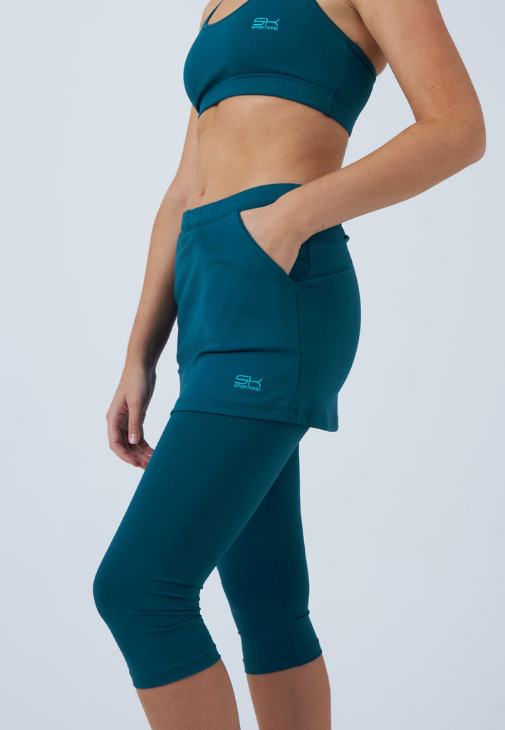 Mädchen & Damen und Gender 2-in-1 Tennisrock mit Leggings / Skapri, petrol grün von SPORTKIND