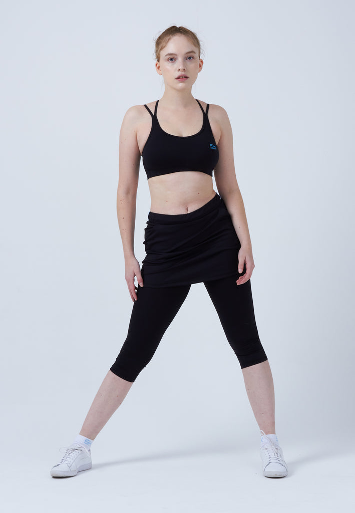 Mädchen & Damen und Gender 2-in-1 Tennisrock mit Leggings / Skapri, schwarz von SPORTKIND