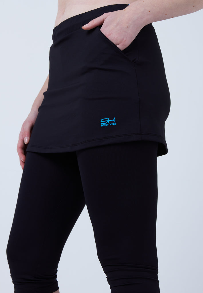 Mädchen & Damen und Gender 2-in-1 Tennisrock mit Leggings / Skapri, schwarz von SPORTKIND