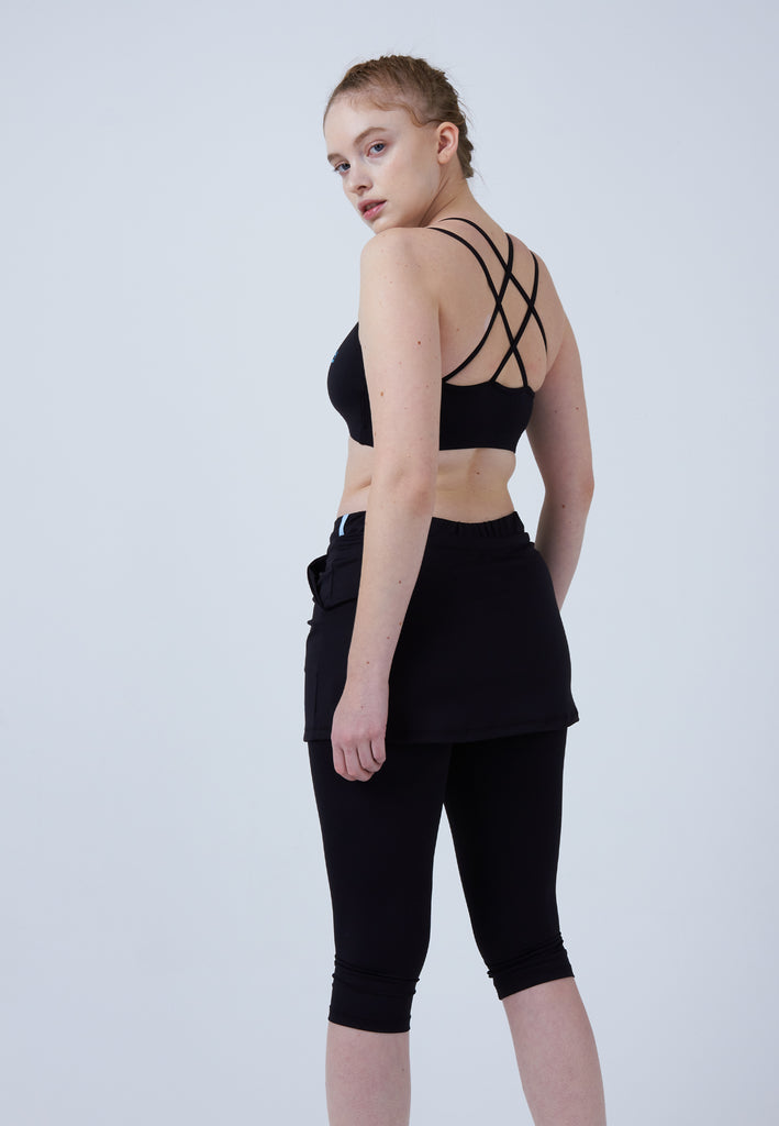 Mädchen & Damen und Gender 2-in-1 Tennisrock mit Leggings / Skapri, schwarz von SPORTKIND