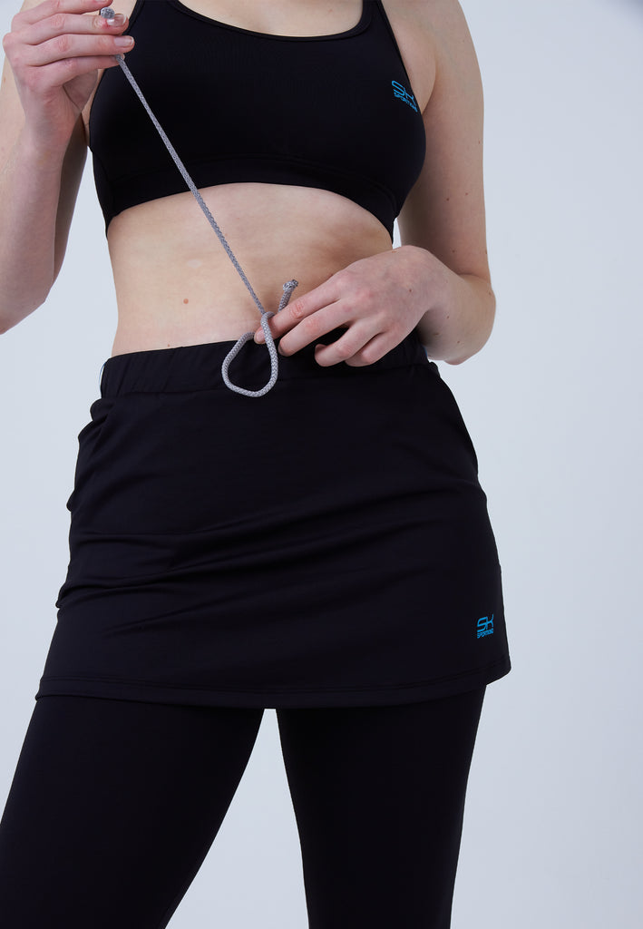 Mädchen & Damen und Gender 2-in-1 Tennisrock mit Leggings / Skapri, schwarz von SPORTKIND