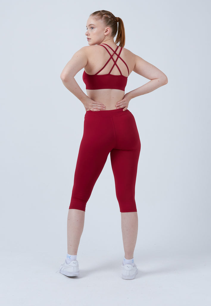 Mädchen & Damen und Gender 3/4 Sport Leggings, bordeaux rot von SPORTKIND