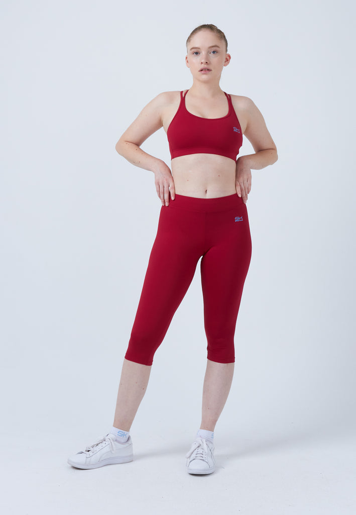 Mädchen & Damen und Gender 3/4 Sport Leggings, bordeaux rot von SPORTKIND