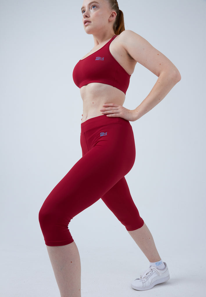 Mädchen & Damen und Gender 3/4 Sport Leggings, bordeaux rot von SPORTKIND