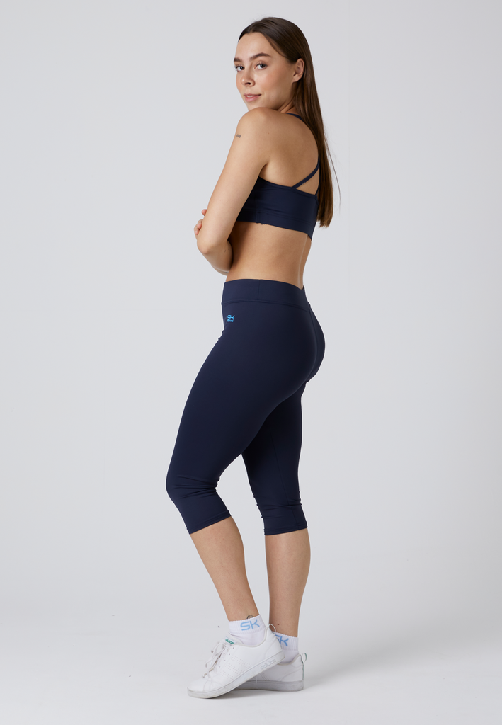 Mädchen & Damen und Gender 3/4 Sport Leggings, navy blau von SPORTKIND