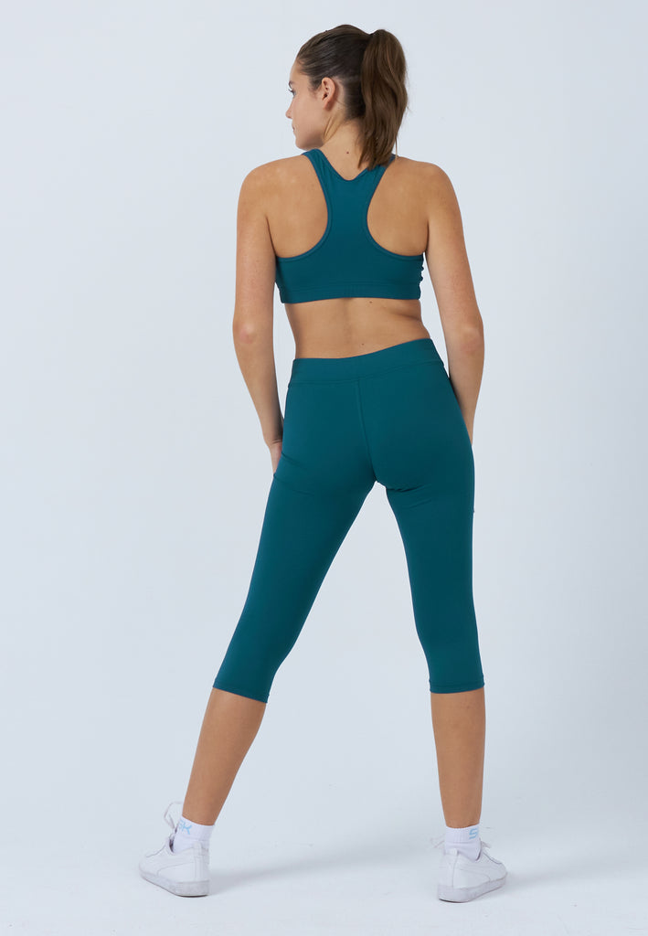Mädchen & Damen und Gender 3/4 Sport Leggings, petrol grün von SPORTKIND