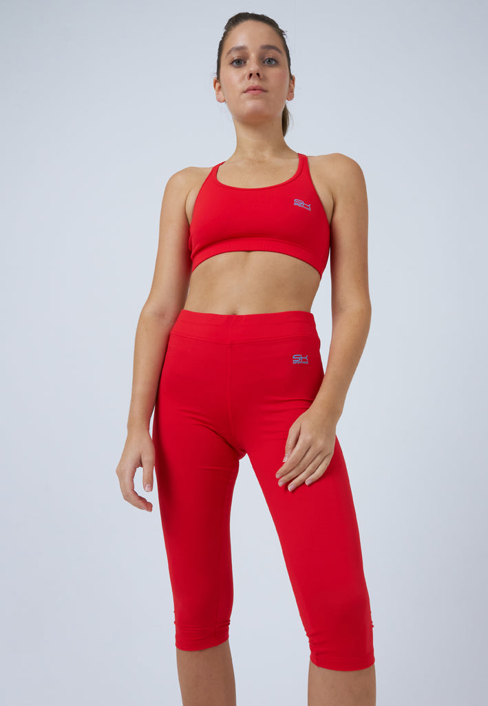 Mädchen & Damen und Gender 3/4 Sport Leggings, rot von SPORTKIND