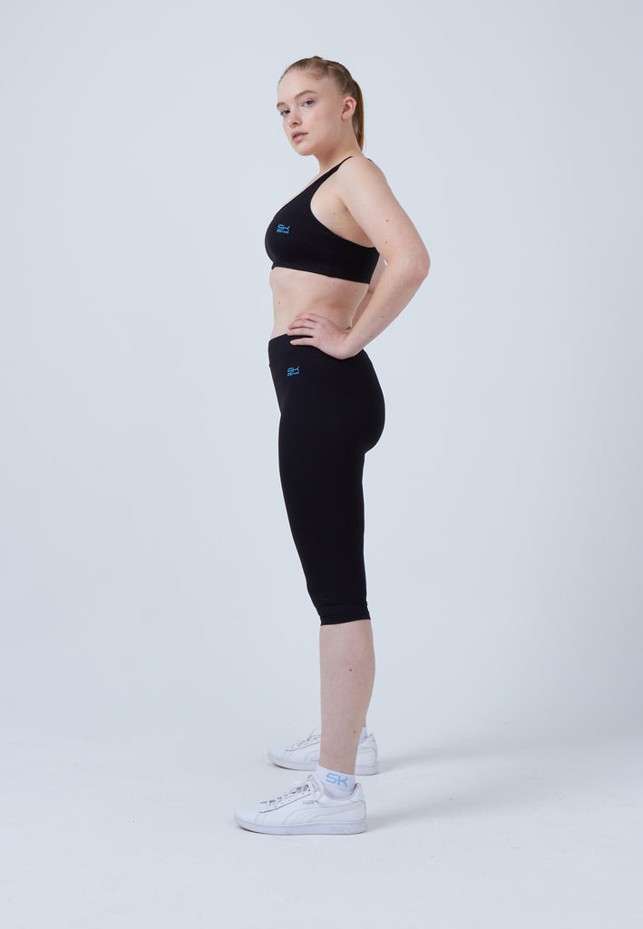 Mädchen & Damen und Gender 3/4 Sport Leggings, schwarz von SPORTKIND