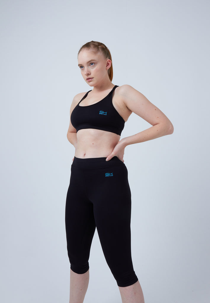 Mädchen & Damen und Gender 3/4 Sport Leggings, schwarz von SPORTKIND