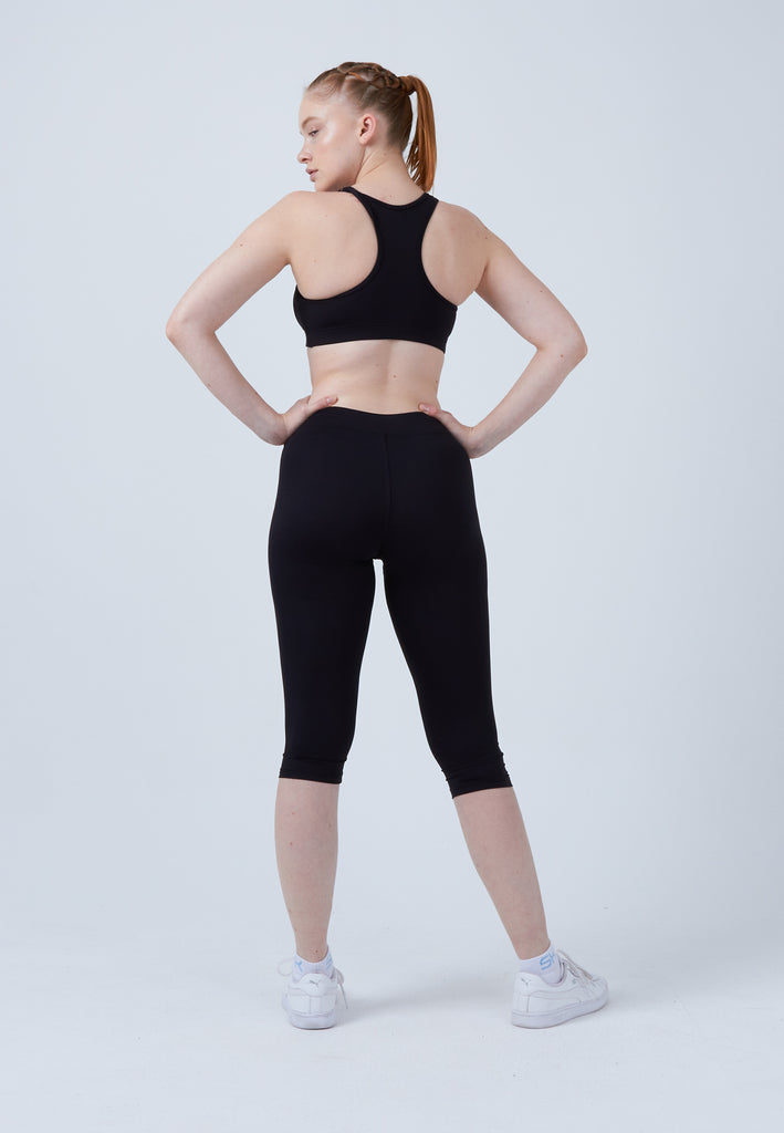 Mädchen & Damen und Gender 3/4 Sport Leggings, schwarz von SPORTKIND