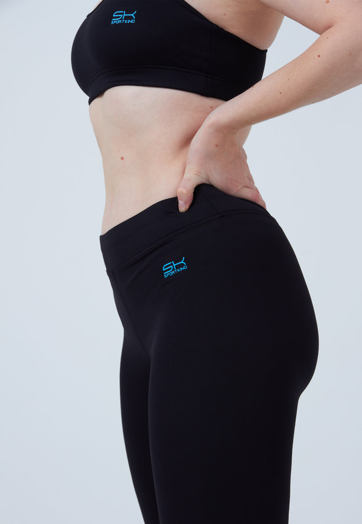 Mädchen & Damen und Gender 3/4 Sport Leggings, schwarz von SPORTKIND