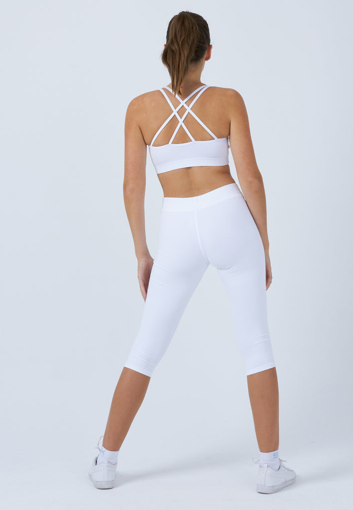 Mädchen & Damen und Gender 3/4 Sport Leggings, weiß von SPORTKIND