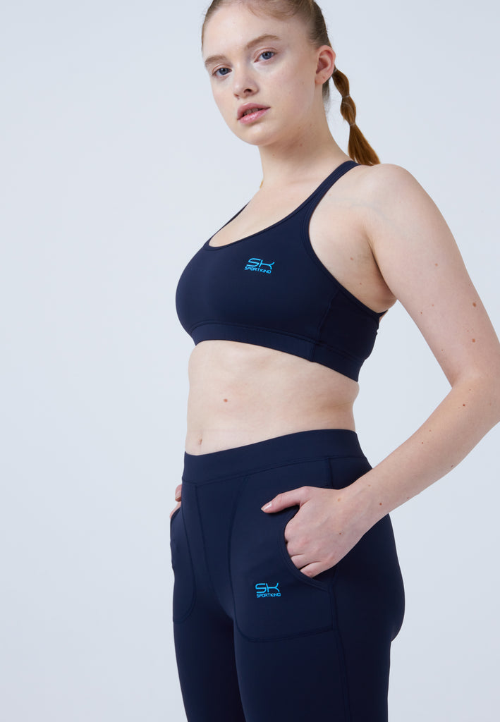 Mädchen & Damen und Gender Tennis 3/4-Leggings mit Taschen, navy blau von SPORTKIND