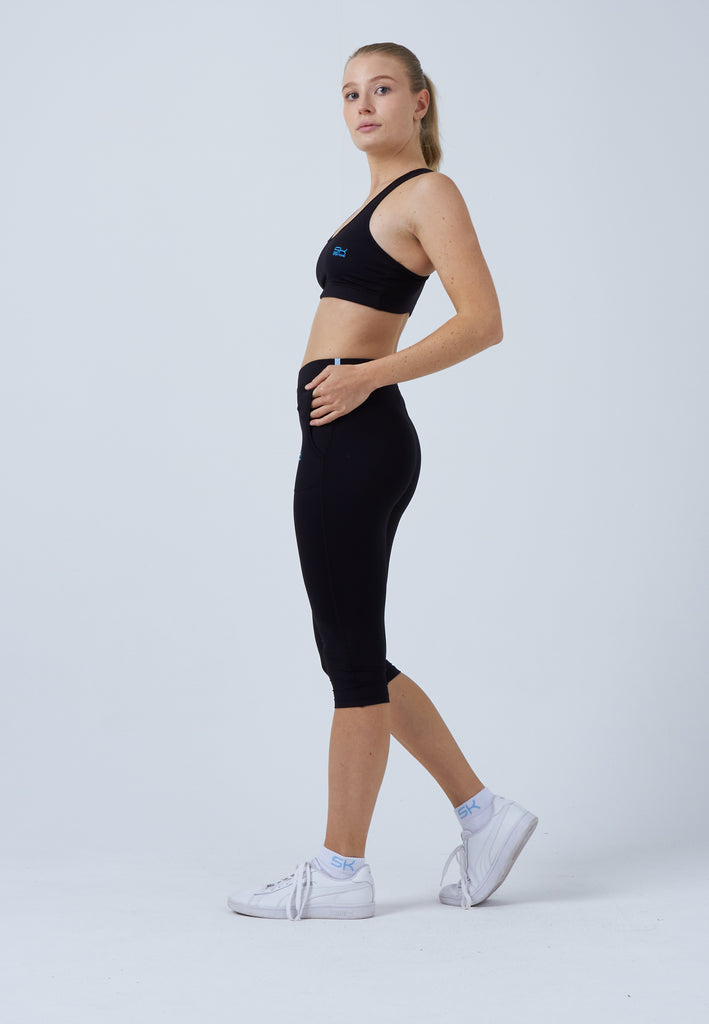 Mädchen & Damen und Gender Tennis 3/4-Leggings mit Taschen, schwarz von SPORTKIND