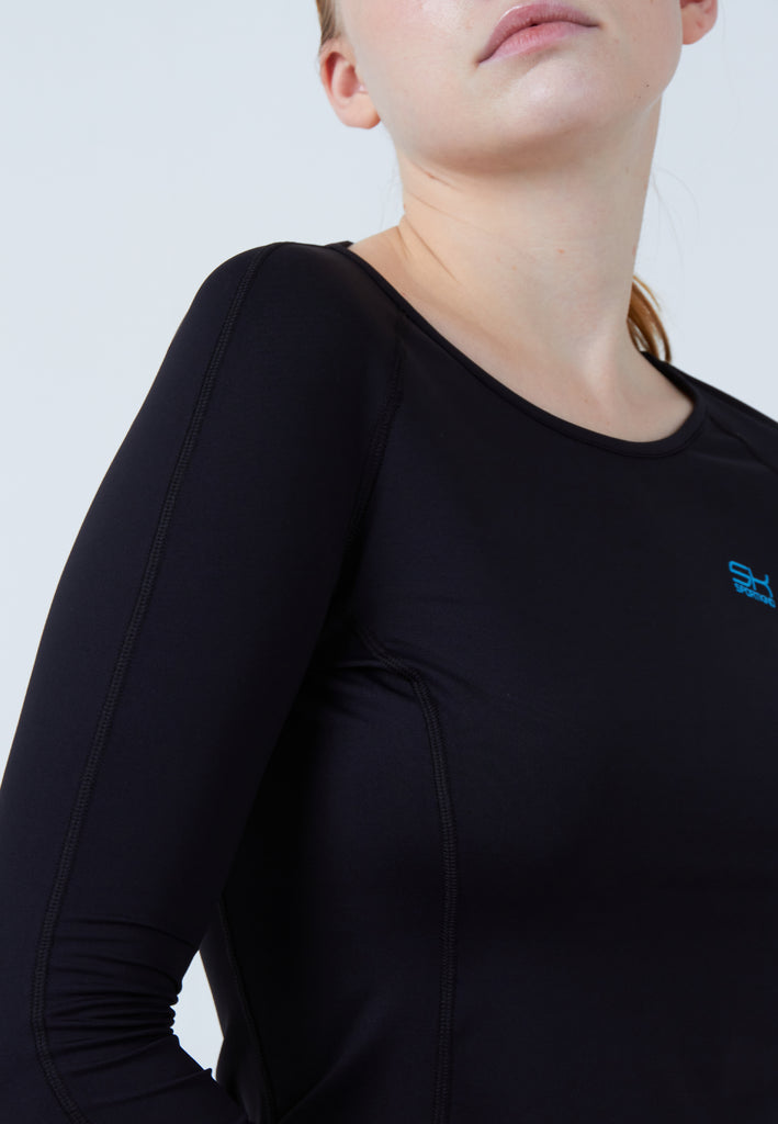 Mädchen & Damen und Gender Tennis 3/4-Longsleeve Shirt, schwarz von SPORTKIND