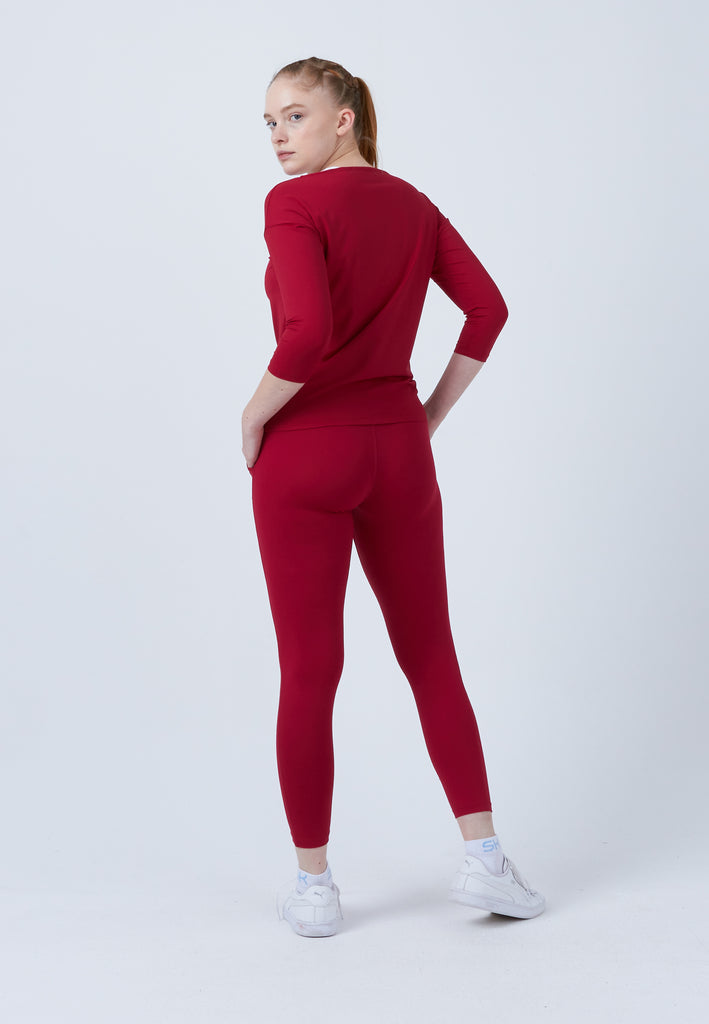 Mädchen & Damen und Gender Tennis 3/4 Loose Fit Shirt, bordeaux rot von SPORTKIND