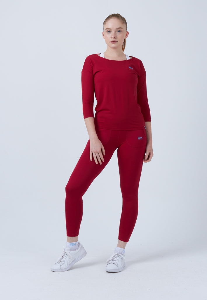 Mädchen & Damen und Gender Tennis 3/4 Loose Fit Shirt, bordeaux rot von SPORTKIND