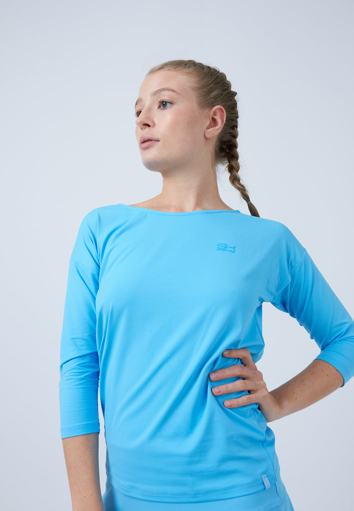 Mädchen & Damen und Gender Tennis 3/4 Loose Fit Shirt, hellblau von SPORTKIND
