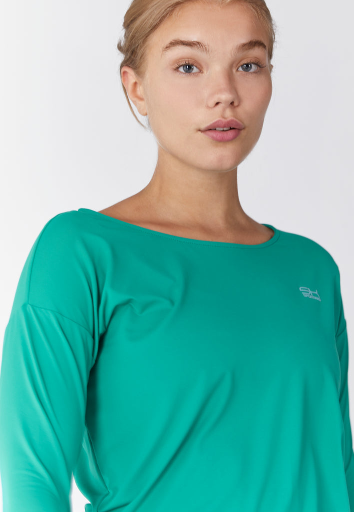 Mädchen & Damen Tennis 3/4 Loose Fit Shirt, smaragd grün von SPORTKIND