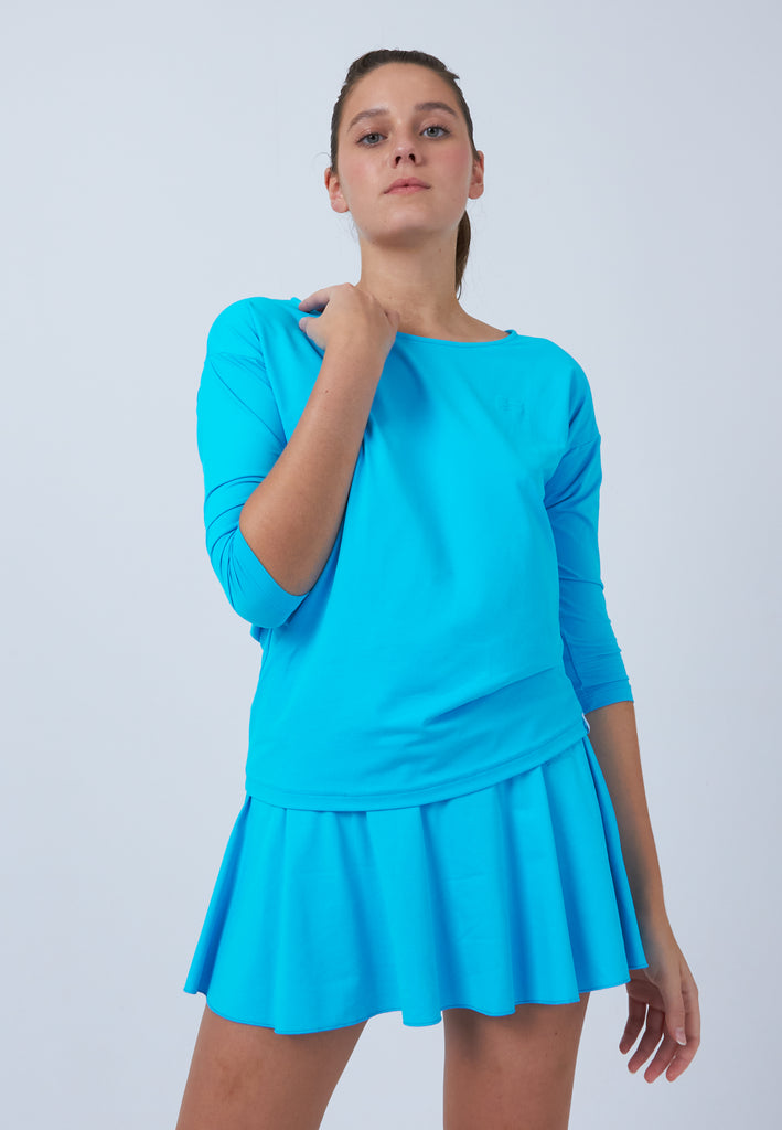 Mädchen & Damen und Gender Tennis 3/4 Loose Fit Shirt, türkis von SPORTKIND