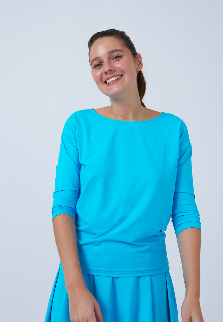 Mädchen & Damen und Gender Tennis 3/4 Loose Fit Shirt, türkis von SPORTKIND