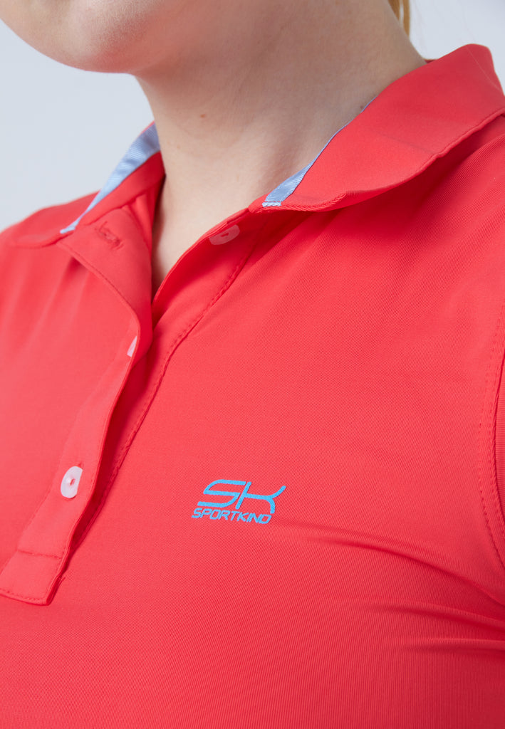 Mädchen & Damen und Gender Tennis ärmelloses Poloshirt, pfirsich von SPORTKIND