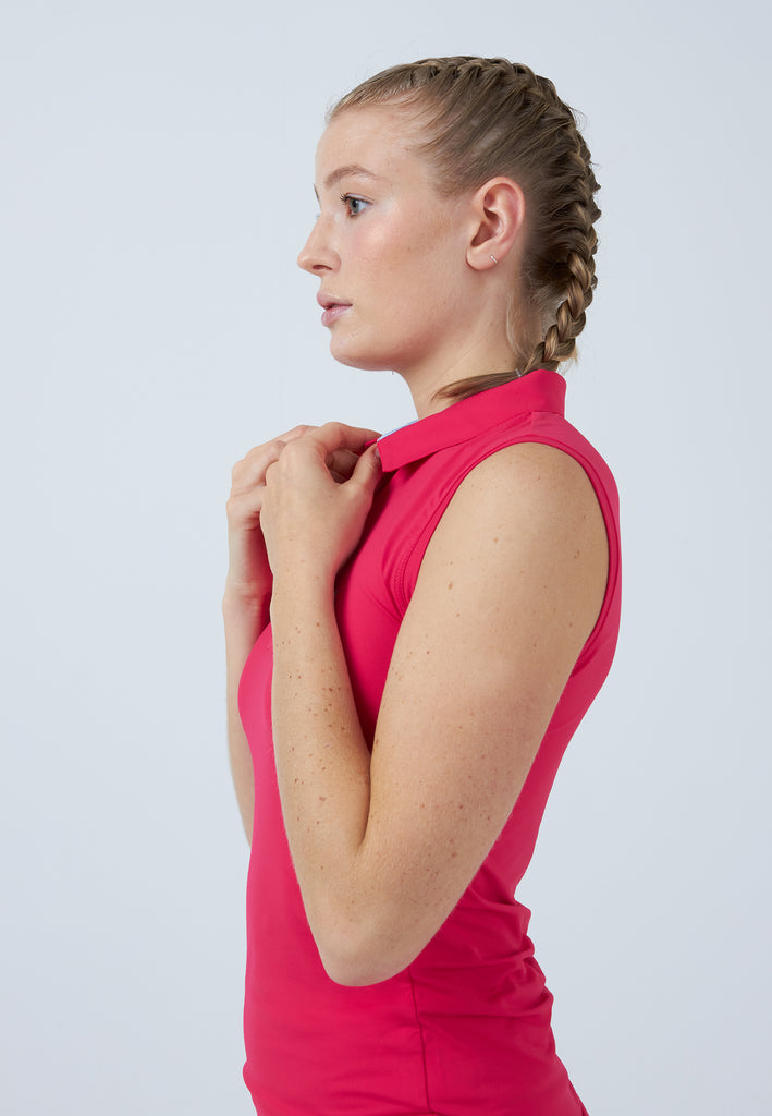 Mädchen & Damen und Gender Tennis ärmelloses Poloshirt, pink von SPORTKIND