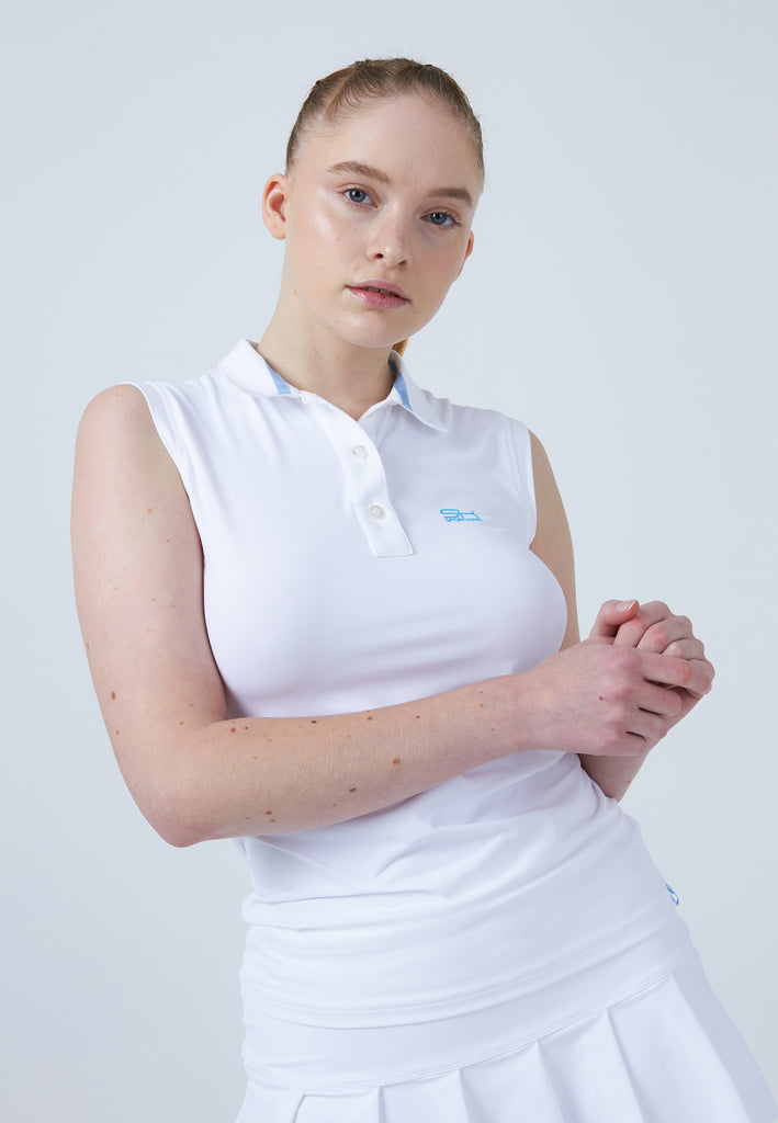 Mädchen & Damen und Gender Tennis ärmelloses Poloshirt, weiß von SPORTKIND