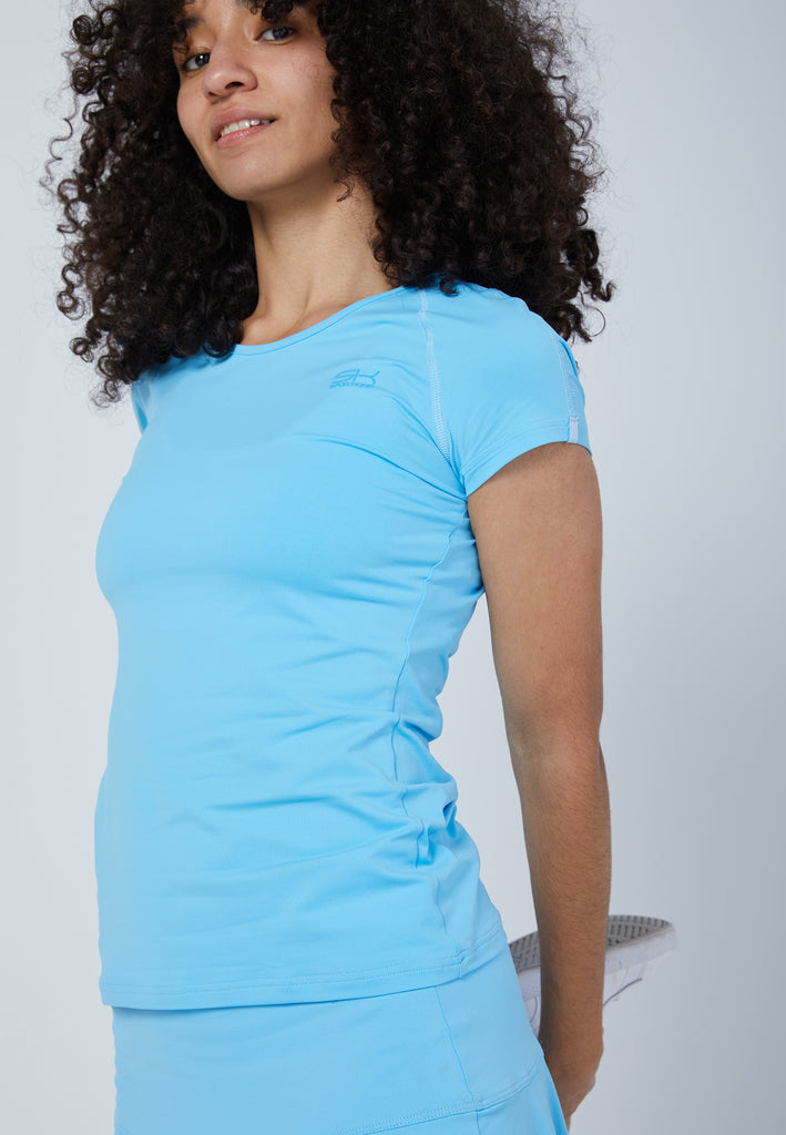 Mädchen & Damen und Gender Tennis Capsleeve T-Shirt, hellblau von SPORTKIND