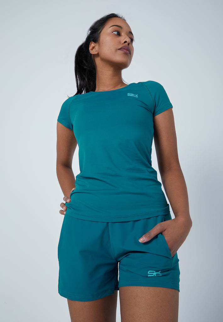Mädchen & Damen und Gender Tennis Capsleeve T-Shirt, petrol grün von SPORTKIND