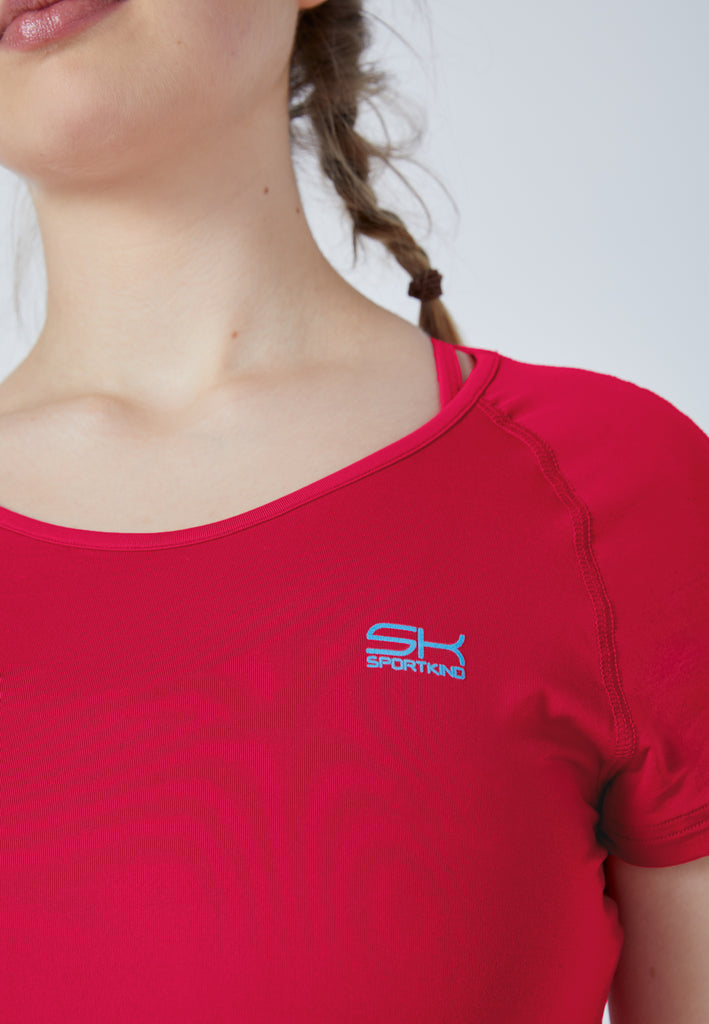 Mädchen & Damen und Gender Tennis Capsleeve T-Shirt, pink von SPORTKIND
