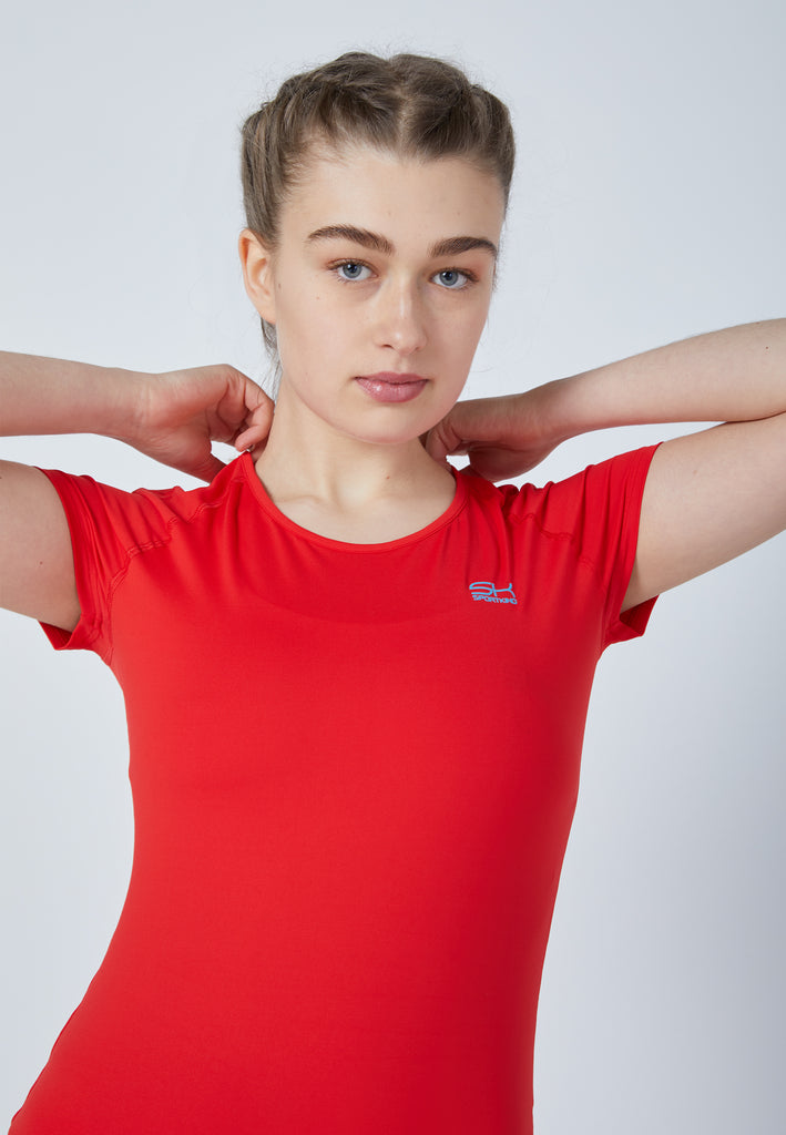 Mädchen & Damen und Gender Tennis Capsleeve T-Shirt, rot von SPORTKIND