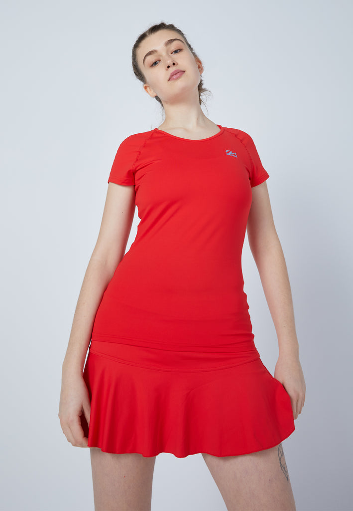 Mädchen & Damen und Gender Tennis Capsleeve T-Shirt, rot von SPORTKIND