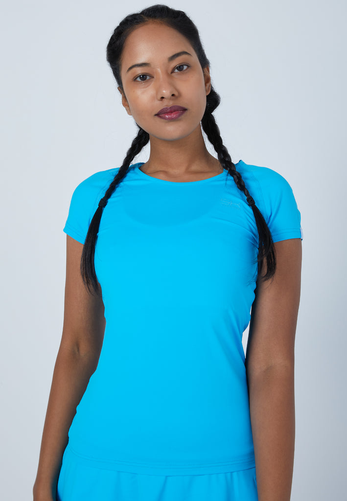 Mädchen & Damen und Gender Tennis Capsleeve T-Shirt, türkis von SPORTKIND