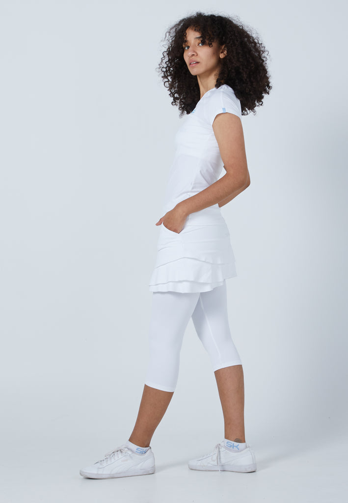 Mädchen & Damen und Gender Tennis Capsleeve T-Shirt, weiß von SPORTKIND